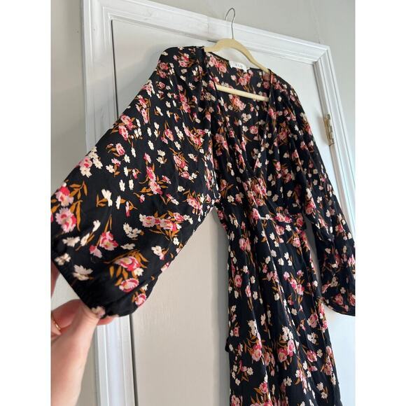 A.L.C. Carlo Floral Black Wrap Floral Mini Dress Silk Sz 6 - Picture 3 of 10